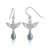 Celtic Knotwork Silver Earrings with Dangling Gemstone TER1933 - Jewelry