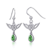 Celtic Knotwork Silver Earrings with Dangling Gemstone TER1933 - Jewelry