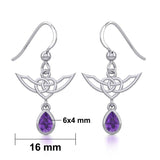 Celtic Knotwork Silver Earrings with Dangling Gemstone TER1933 - Jewelry