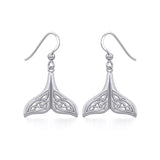 Celtic Knotwork Whale Tail Silver Earrings TER1936