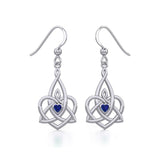 Celtic Motherhood Triquetra or Trinity Heart Silver Earrings With Gem TER1949 - Jewelry
