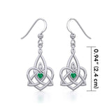 Celtic Motherhood Triquetra or Trinity Heart Silver Earrings With Gem TER1949 - Jewelry