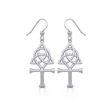 Triquetra and Ankh Sterling Silver Earrings TER1952