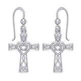 Celtic Knotwork Heart with Cross Silver Earrings TER1969 - Jewelry