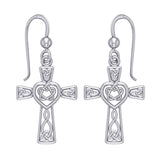 Celtic Knotwork Heart with Cross Silver Earrings TER1969