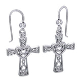 Celtic Knotwork Heart with Cross Silver Earrings TER1969