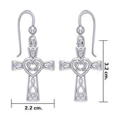 Celtic Knotwork Heart with Cross Silver Earrings TER1969