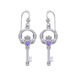 Irish Claddagh Mini Spiritual Key Silver Earrings TER2033