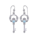 Irish Claddagh Mini Spiritual Key Silver Earrings TER2033