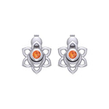 Svadhisthana Sacral Chakra Sterling Silver Post Earrings with Gemstone TER2038