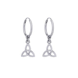 Celtic Knotwork Silver Triquetra or Trinity Knot Hoop Earrings TER2056