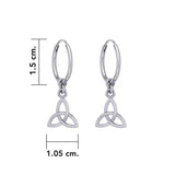 Celtic Knotwork Silver Triquetra or Trinity Knot Hoop Earrings TER2056