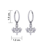 Sterling Silver Jewelry Scottish Thistle Hoop Earrings 