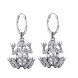 Knotwork Frog Silver Hoop Earrings TER2096