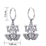 Knotwork Frog Silver Hoop Earrings TER2096