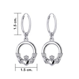 Irish Claddagh Silver Hoop Earrings TER2099