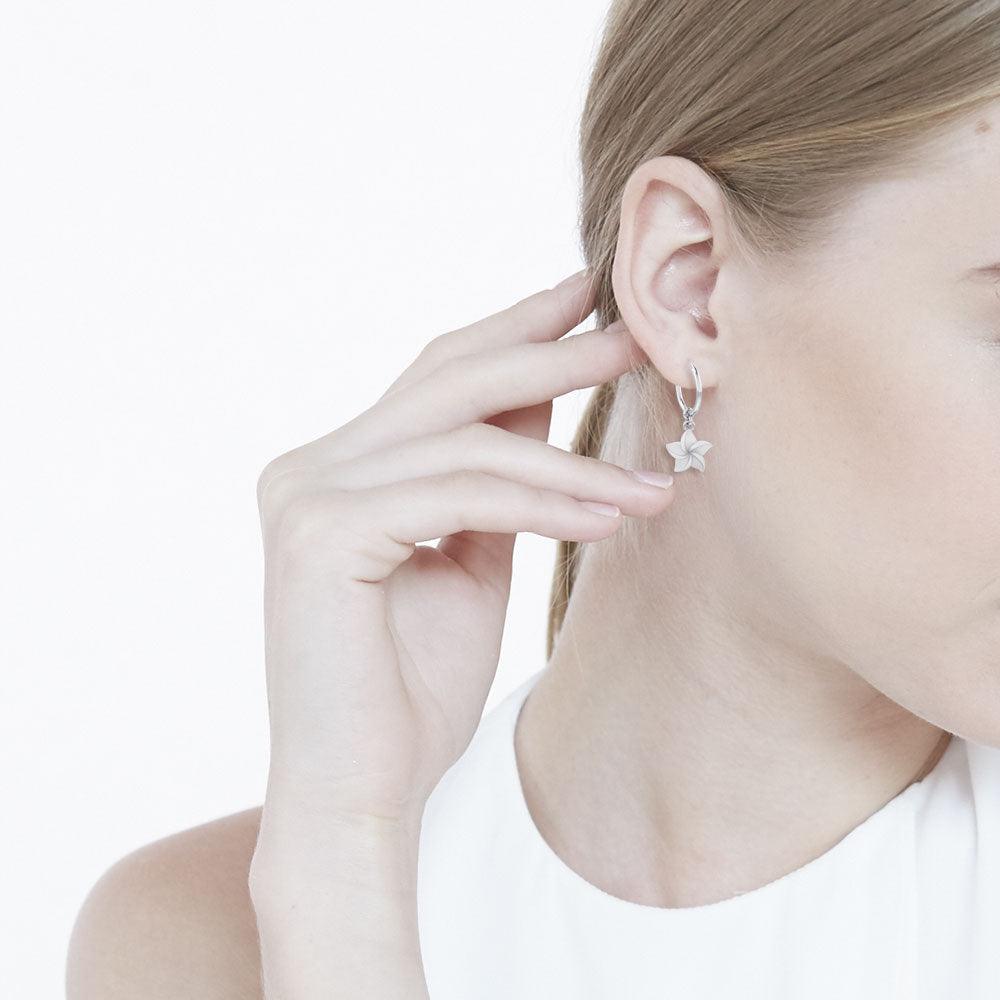 Plumeria hoop earrings discount