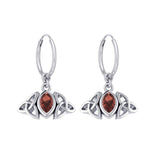 Celtic Trinity Knot Silver Hoop Earrings Brown