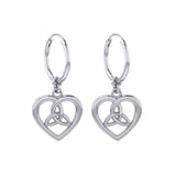 Celtic Trinity Heart Silver Hoop Earrings TER2105