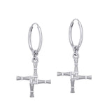 Small Brigids Cross Silver Hoop Earrings TER2106