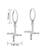 Small Brigids Cross Silver Hoop Earrings TER2106