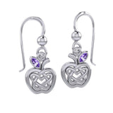 Celtic Spiritual Fruit Apple with Double Heart Silver Earrings with Gemstone TER2110 - Jewelry