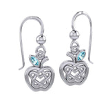 Celtic Spiritual Fruit Apple with Double Heart Silver Earrings with Gemstone TER2110 - Jewelry