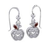 Celtic Spiritual Fruit Apple with Double Heart Silver Earrings with Gemstone TER2110