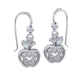 Celtic Spiritual Fruit Apple with Double Heart Silver Earrings with Gemstone TER2110 - Jewelry