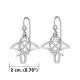 Manta Ray with Celtic Heart in the center Silver Earrings TER2165