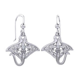 Celtic Manta Ray with Fleur De Lis Symbol Silver Earrings TER2166