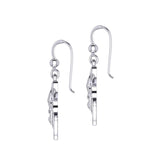 Celtic Manta Ray with Fleur De Lis Symbol Silver Earrings TER2166 - Jewelry