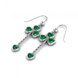 An amazing stroke of luck ~ Sterling Silver Jewelry Shamrock Hook Earrings TER226 - Jewelry