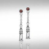 Lighthouse and Gem Silver Earrings TER233 - Jewelry