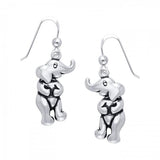 Standing Elephant Silver Earrings TER366 - Jewelry