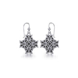 Modern Celtic Knotwork Cross Silver Earrings TER380