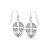 Celtic Knotwork Cross Shield Silver Earrings TER471