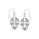 Celtic Knotwork Cross Shield Sterling Silver Earrings TER471