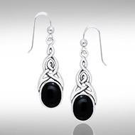 Celtic Knot Gemstone Inlay Earrings TER556 - Jewelry