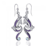 A dazzling eternity Silver Celtic Triquetra Dangle Earrings with Gemstone TER569