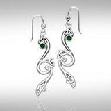 Eternity and Celtic pride Silver Triquetra Dangle Earrings with Gemstones TER570 peterstone.