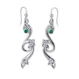 Eternity and Celtic pride Silver Triquetra Dangle Earrings with Gemstones TER570 - Jewelry