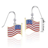 Silver and Gold American Flag with Enamel Earrings TEV1154 - Jewelry