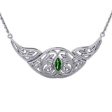 Flower Blossom Silver Necklace with Gemstone TN040 - Jewelry