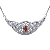 Flower Blossom Silver Necklace with Gemstone TN040 - Jewelry