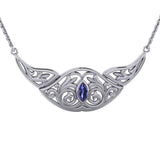 Flower Blossom Silver Necklace with Gemstone TN040 - Jewelry