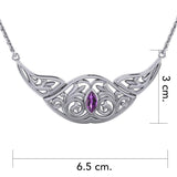 Flower Blossom Silver Necklace with Gemstone TN040 - Jewelry
