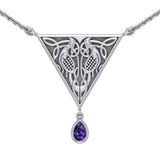 Celtic Knotwork Bird Silver Necklace With Gemstone TN053 - Jewelry