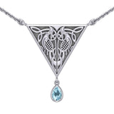 Celtic Knotwork Bird Silver Necklace With Gemstone TN053 - Jewelry