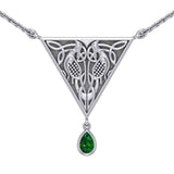 Celtic Knotwork Bird Silver Necklace With Gemstone TN053 - Jewelry